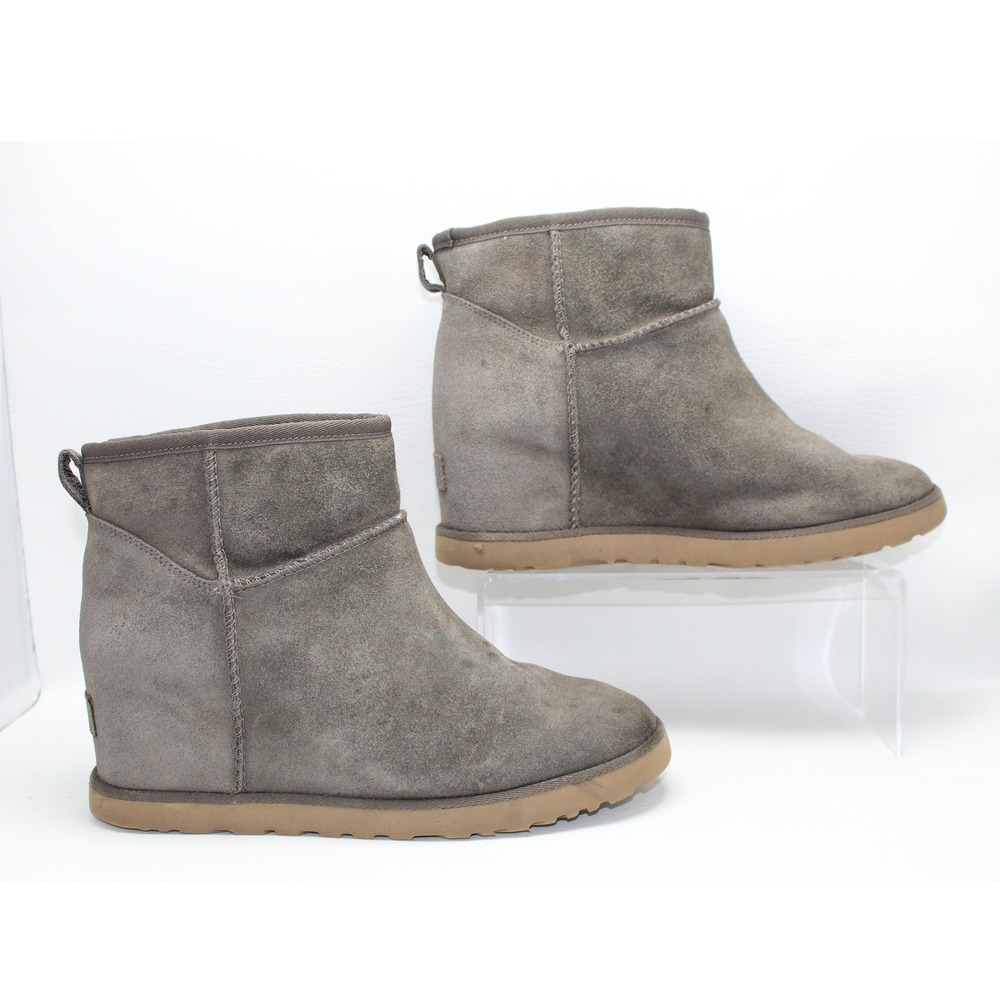 UGG Classic Femme Mini Grey Suede Wedge Ankle Boots 1104609 Womens 9
